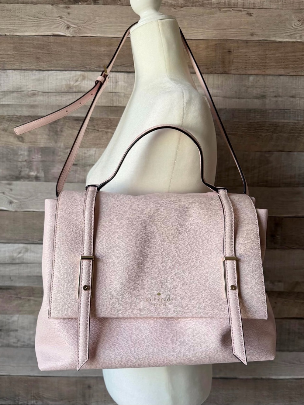 Kate Spade Bailey Street Bruna Blush Pink Pebbled Leather Satchel Bag